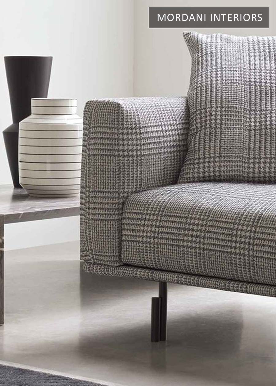 Grey Wollen Checked Jacquard Upholstery
